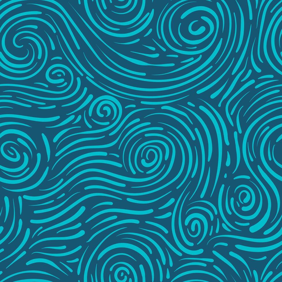 Abstract turquoise swirls and waves on a dark background vector