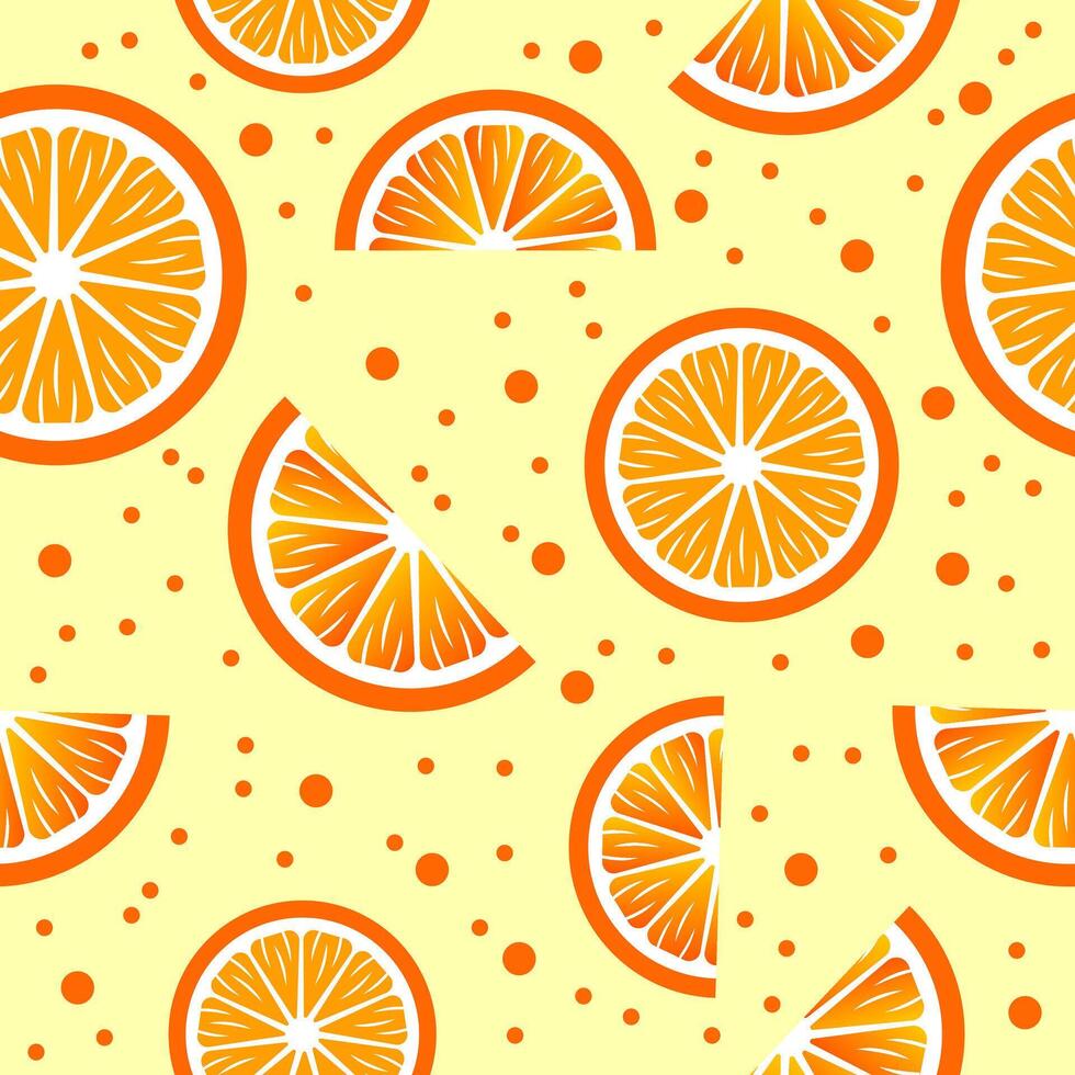 Fresh Orange Wedges Seamless Pattern Background vector