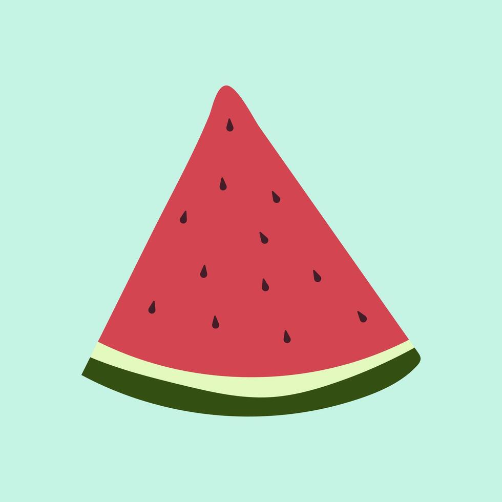 Vibrant illustration of a watermelon slice against a soft green background vector