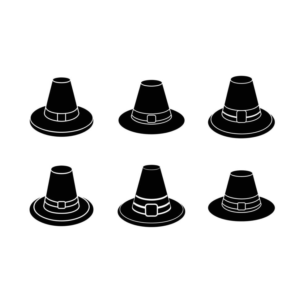 Pilgrim Hat and Linocut Silhouette Design vector
