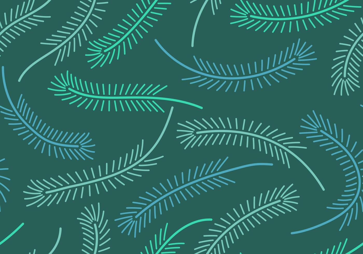 Seamless Pattern of Colorful Pine Needles on Dark Green Background vector