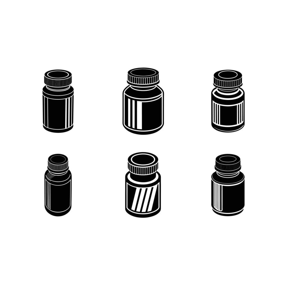 Pill Bottle and Linocut Silhouette Design vector