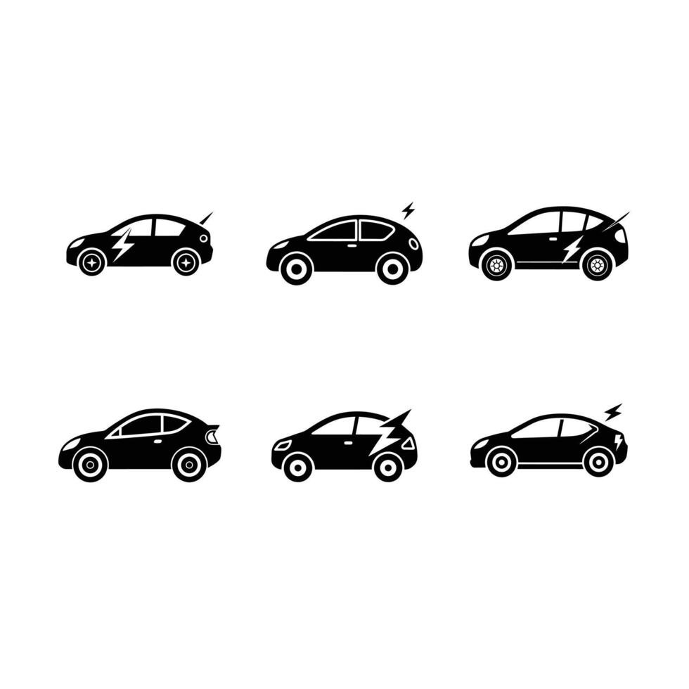 Electric Car Icon - and Linocut Silhouette Design vector