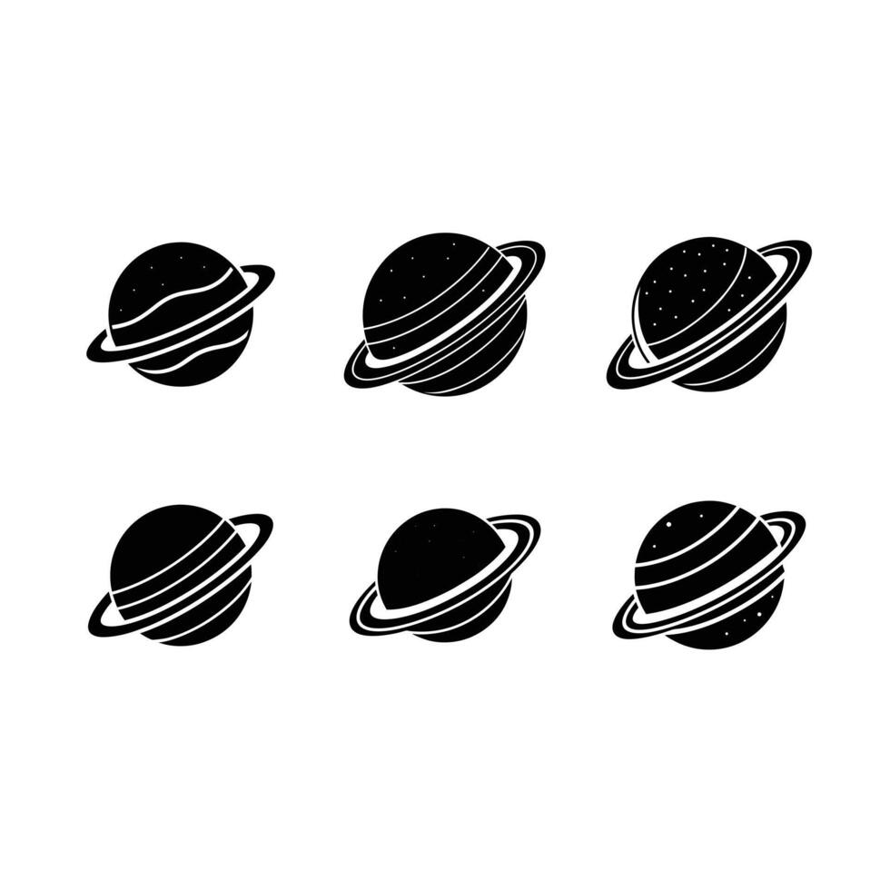 Planet Icon - and Linocut Silhouette Design vector