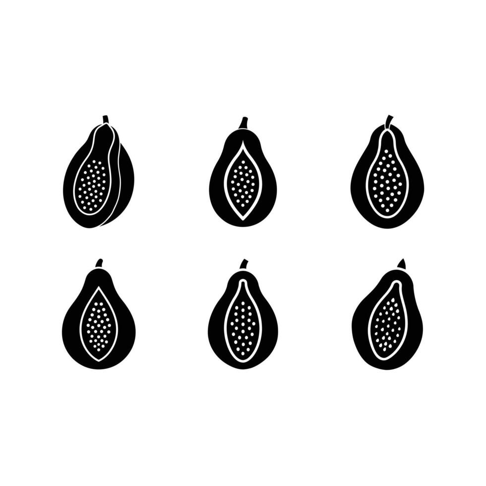 Papaya Icon - and Linocut Silhouette Design vector
