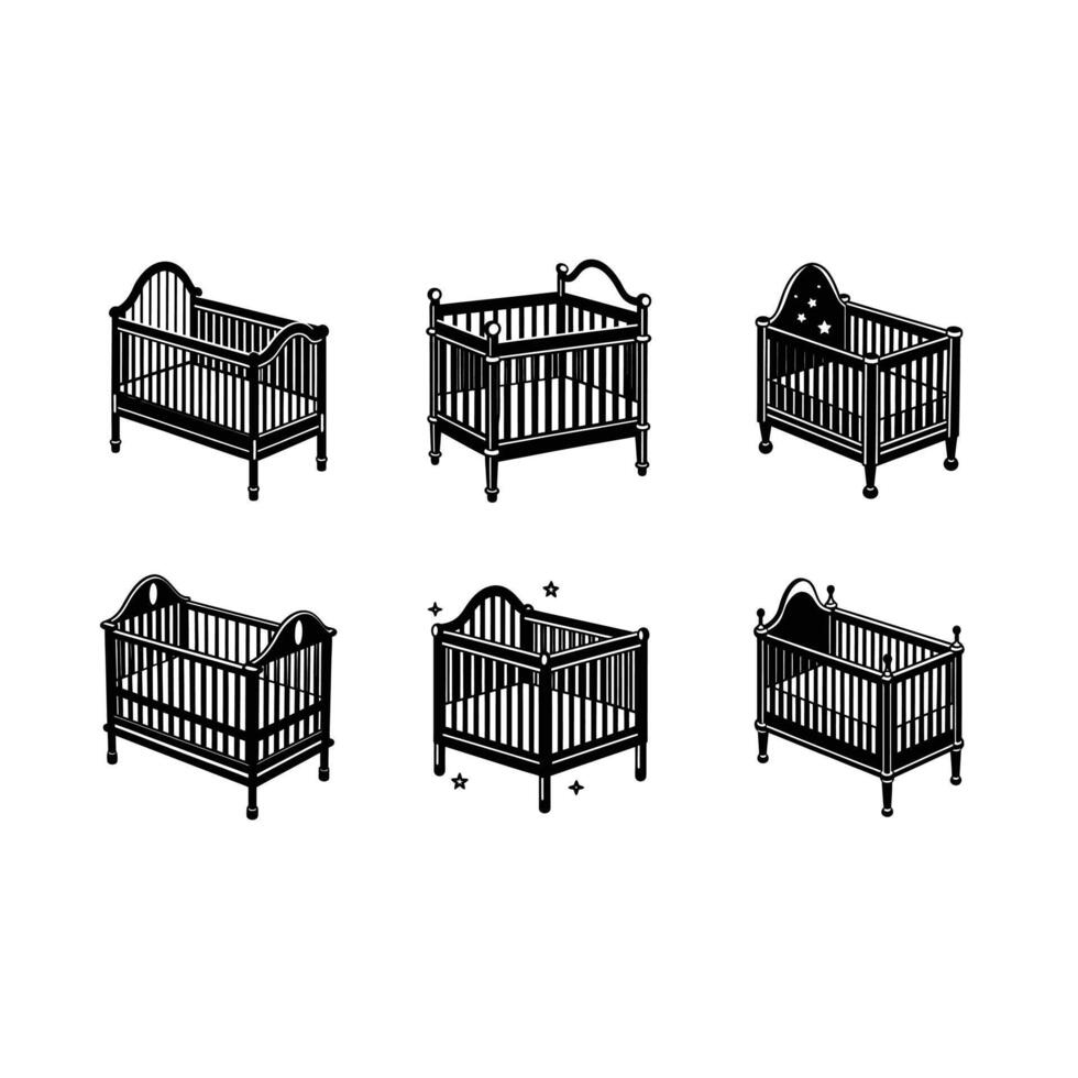 Baby Crib Icon Bundle - vector