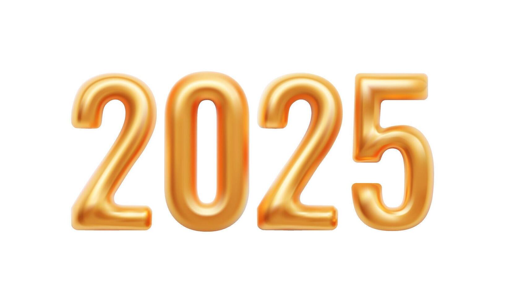 Golden Number 2025 Merry Christmas and Happy New Year vector