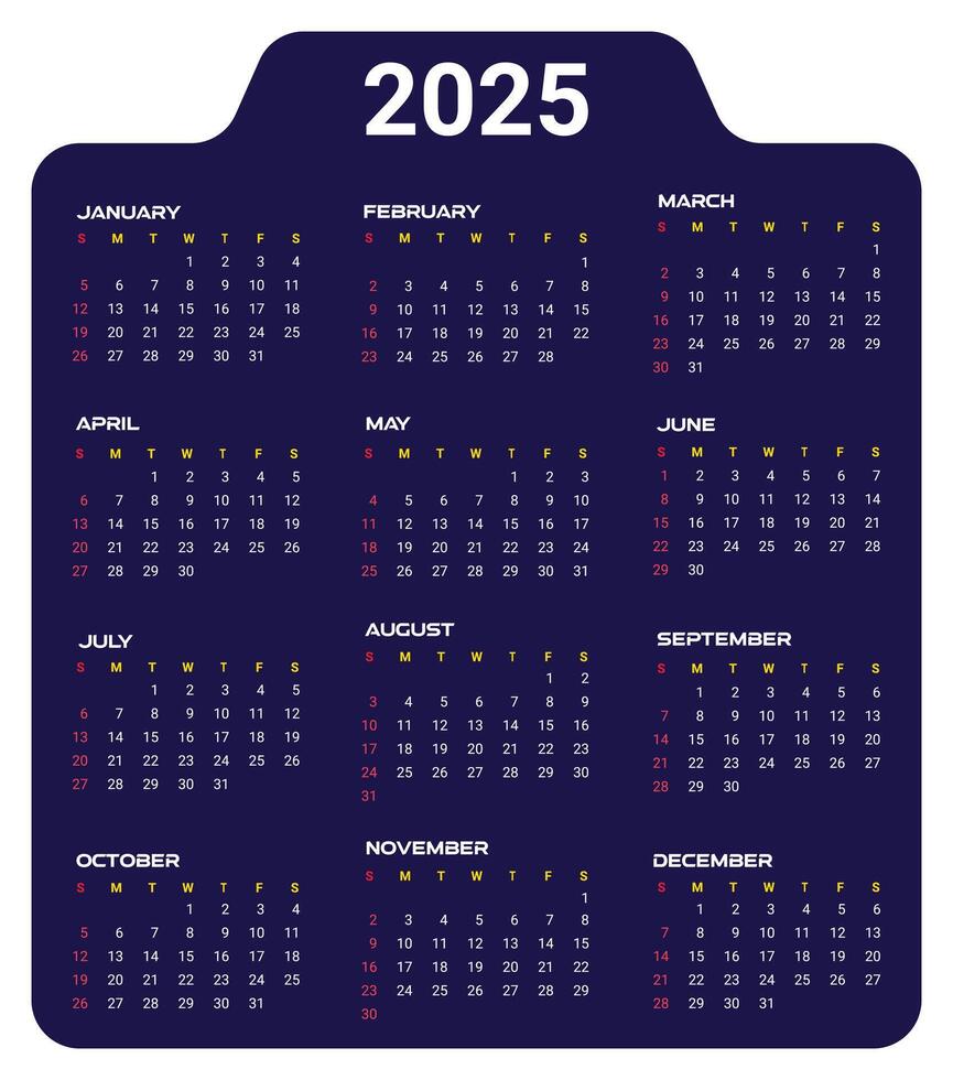 2025 New year corporate calendar design vector