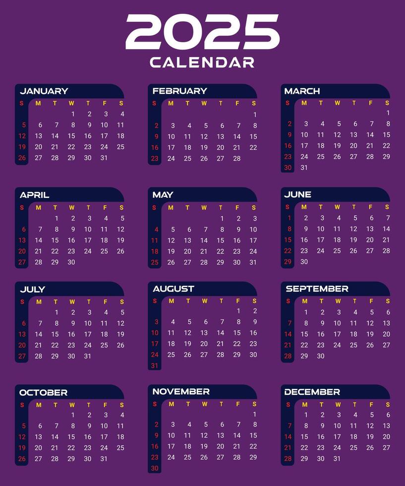 2025 New year full page corporate calendar vector