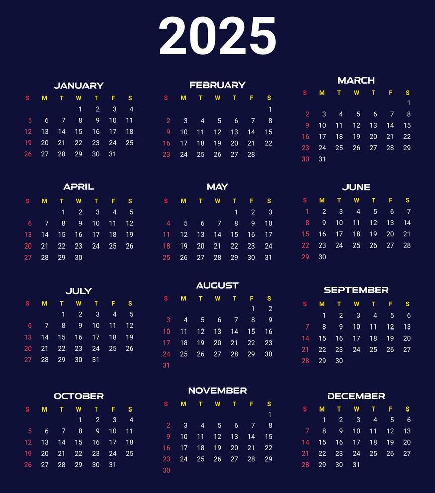 2025 full page corporate calendar design vector