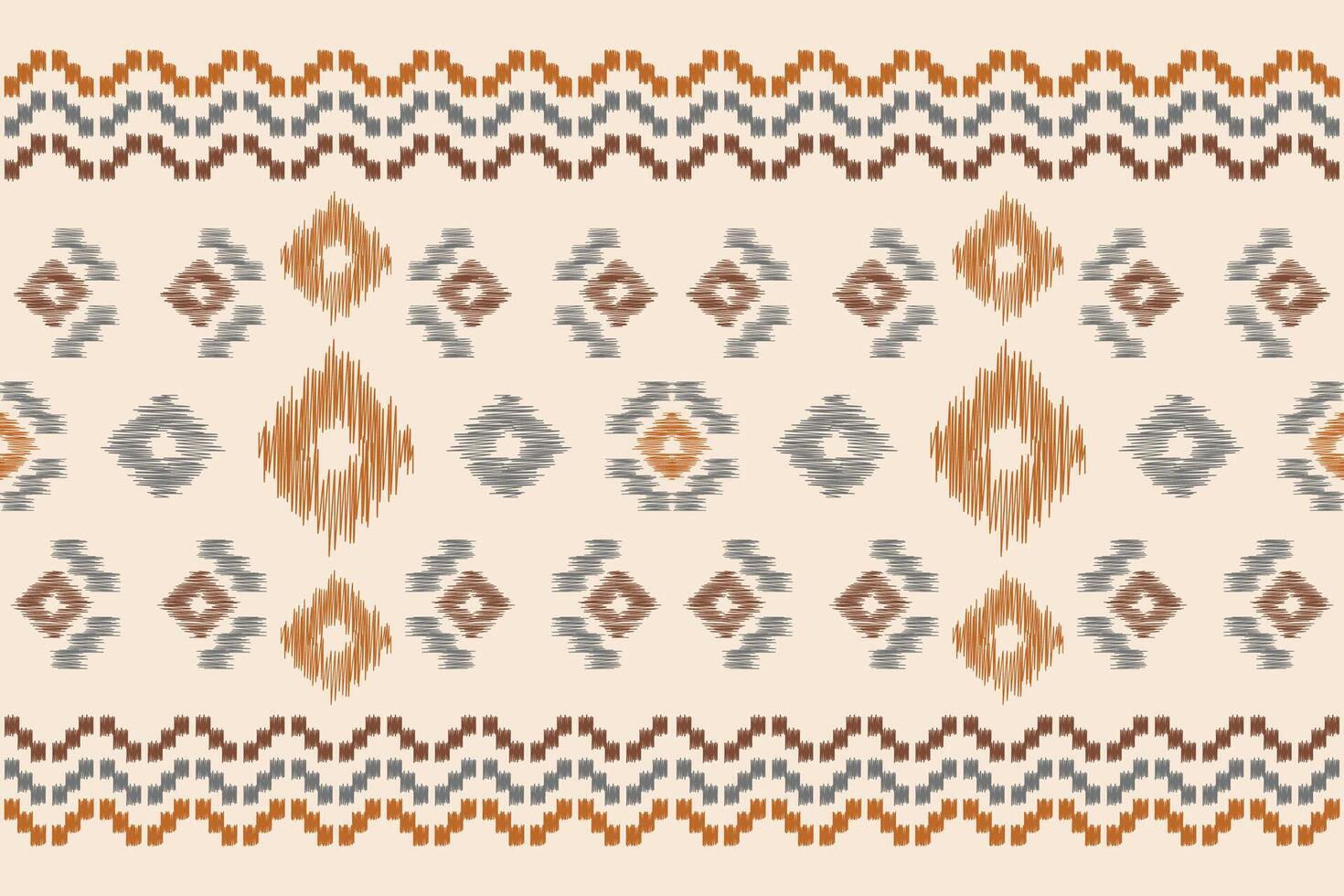 Ikat pattern with motif geometric cream color background design ikat pattern. vector