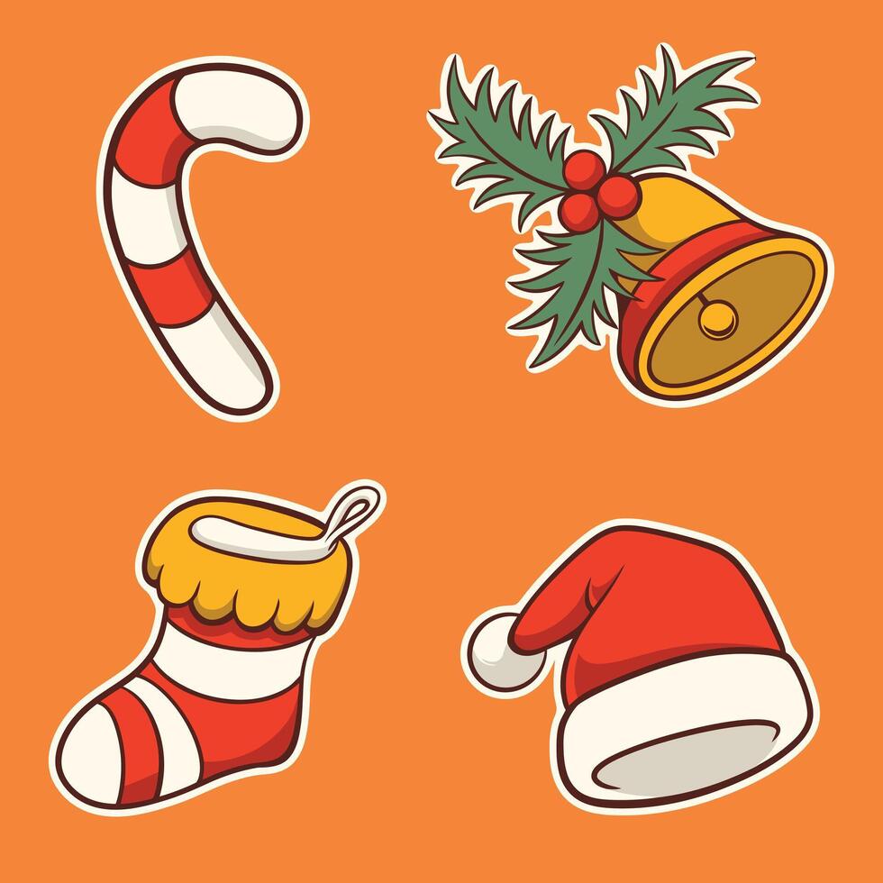 Hand drawn christmas element set vector
