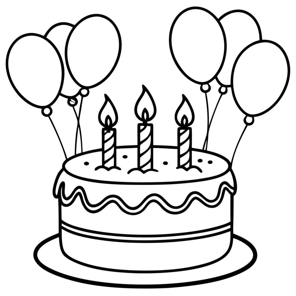 Easy Birthday Cake Drawing vector