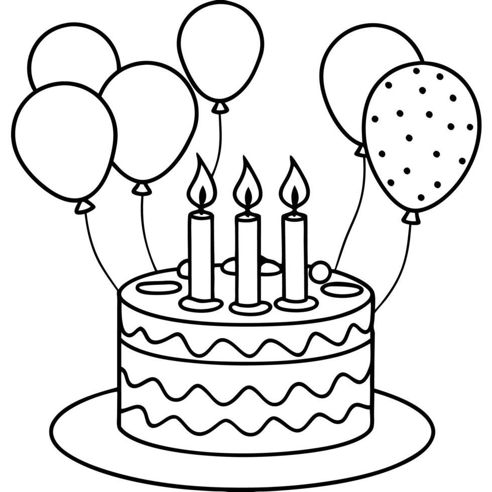 Cake Outline for Coloring Fun vector