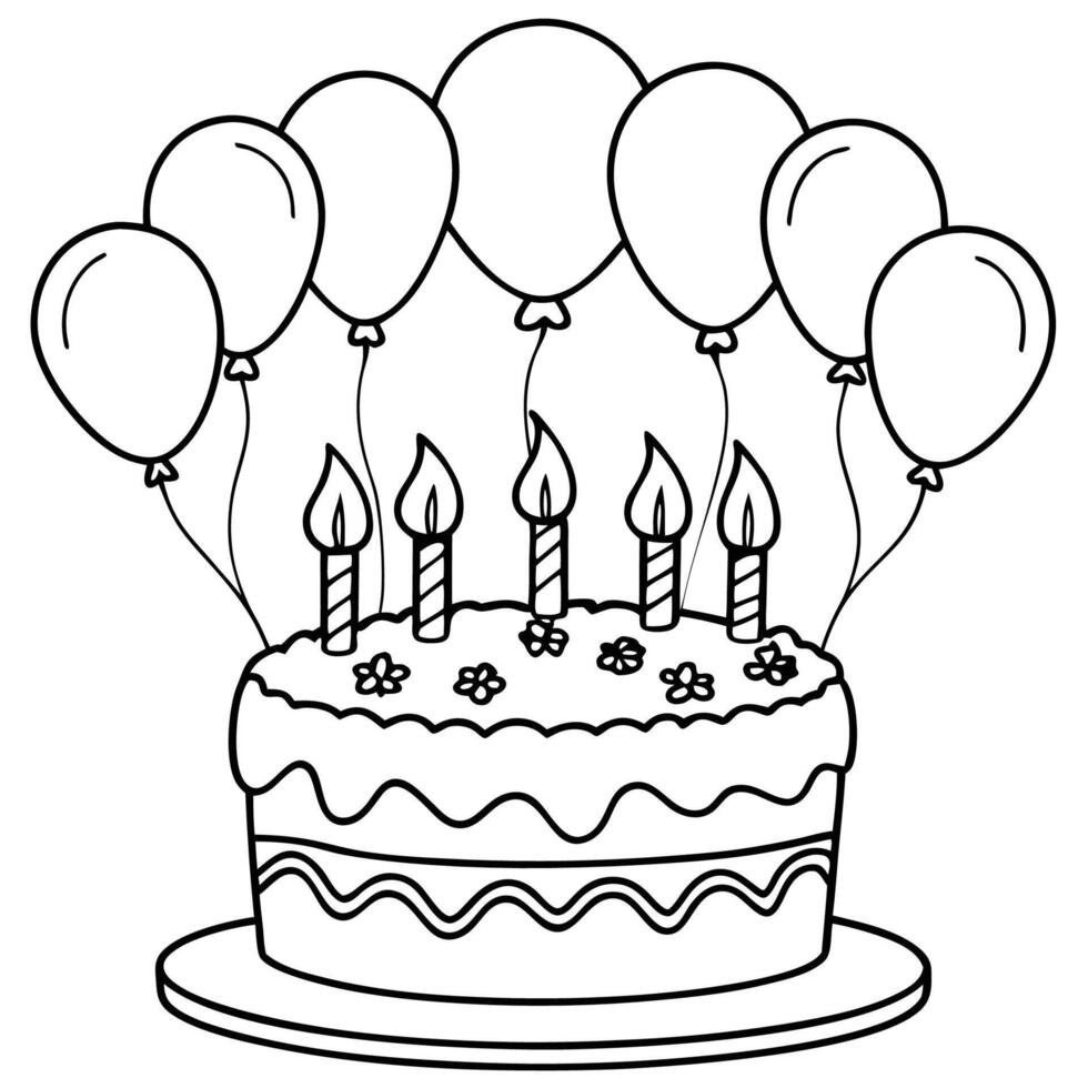 Birthday Cake Design to Color vector