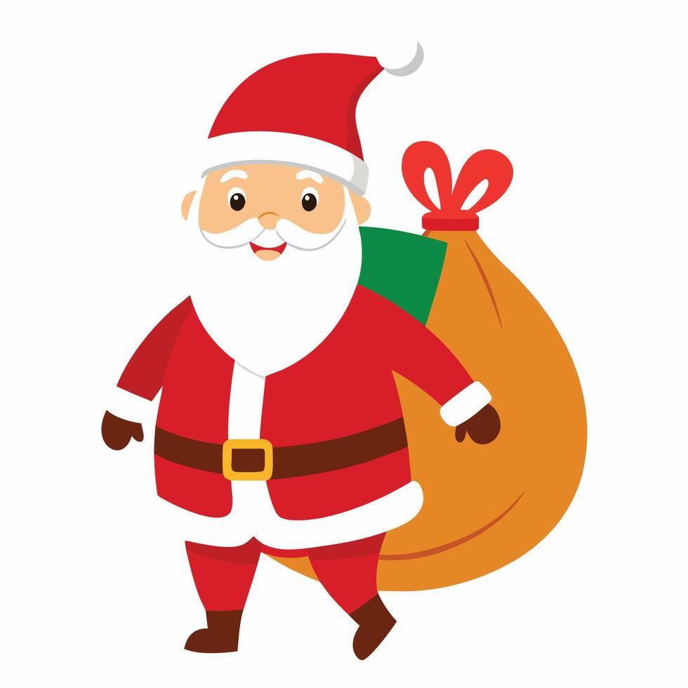 Festive Santa with His Sack vector