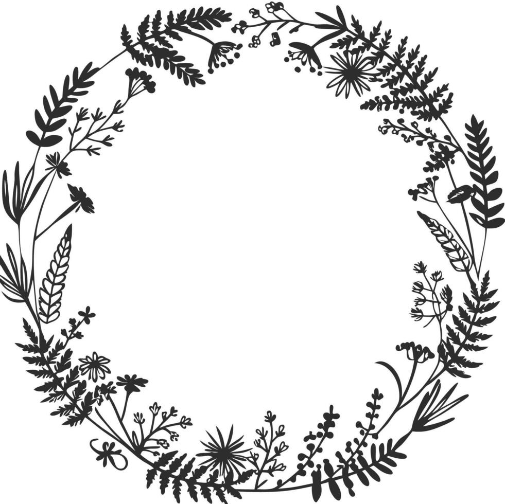 Circular Frame with Flowers vector