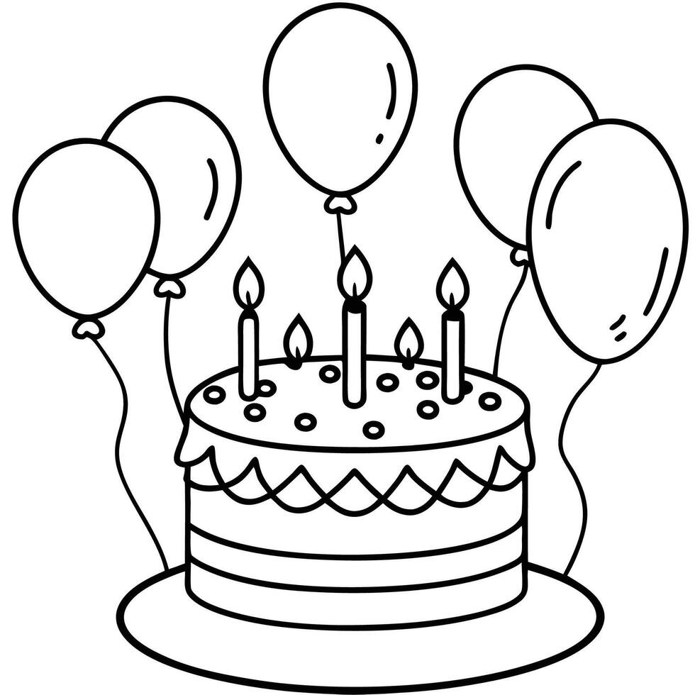 Simple Birthday Cake Outline vector