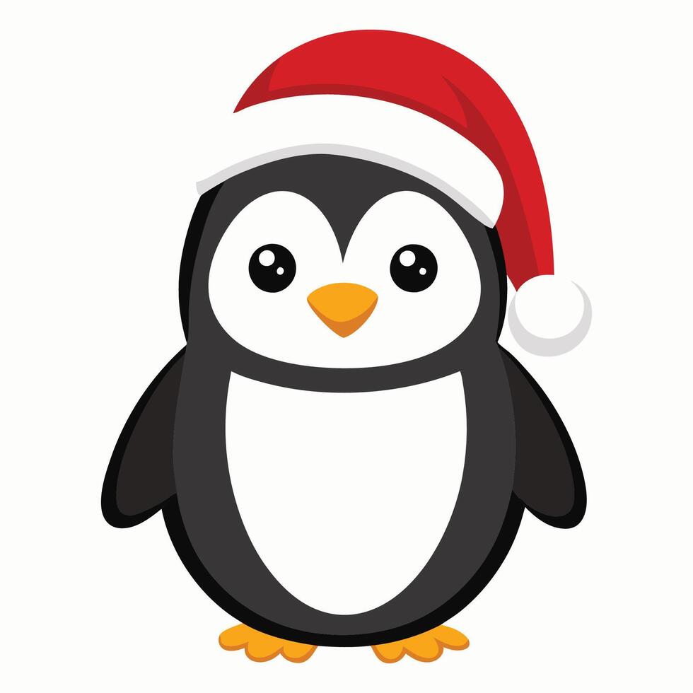 Jolly Penguin with Santa Hat vector