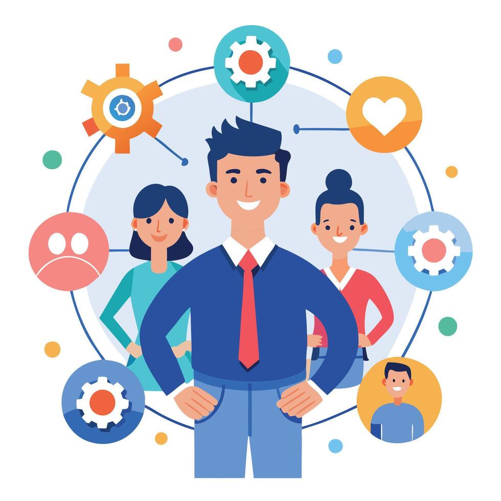 Connected Team in Business Network vector