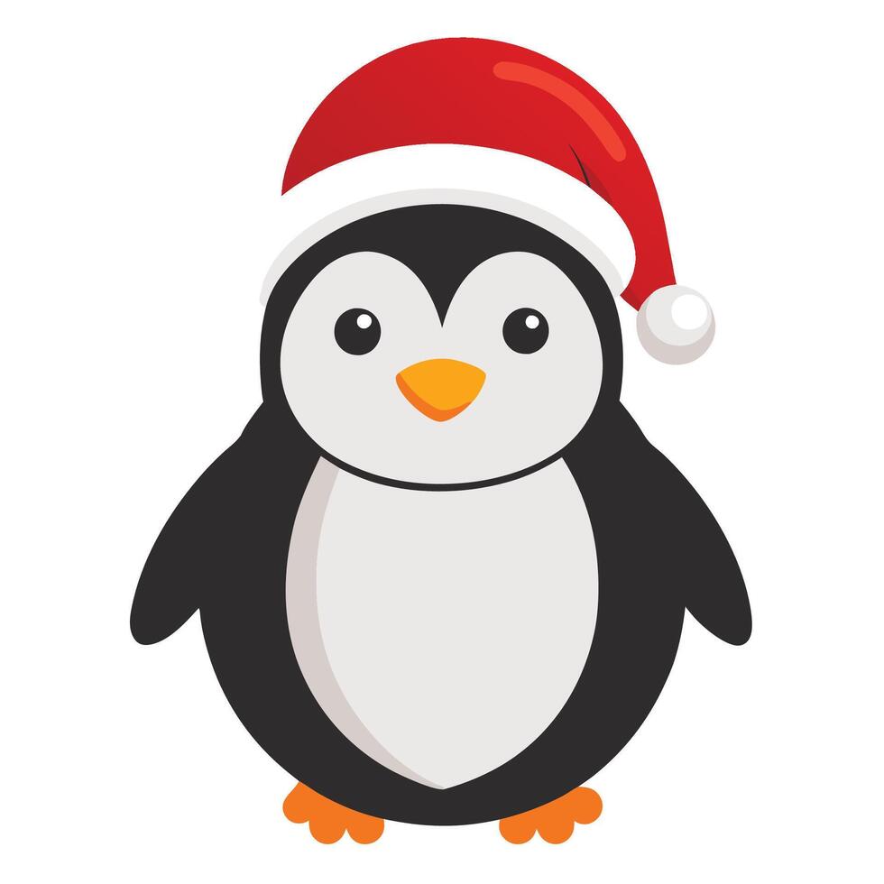 Santa Hat Adorned Penguin vector