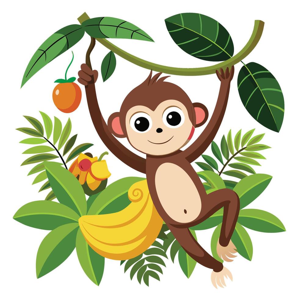 Outline of Monkey Swinging vector