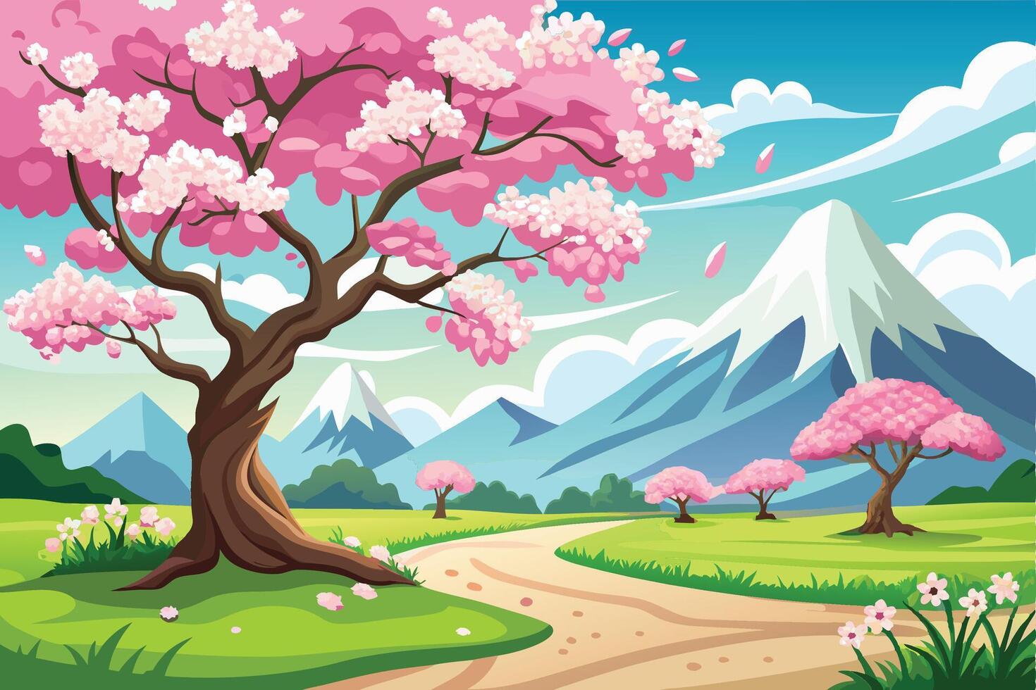 Springtime in a Japanese Garden vector