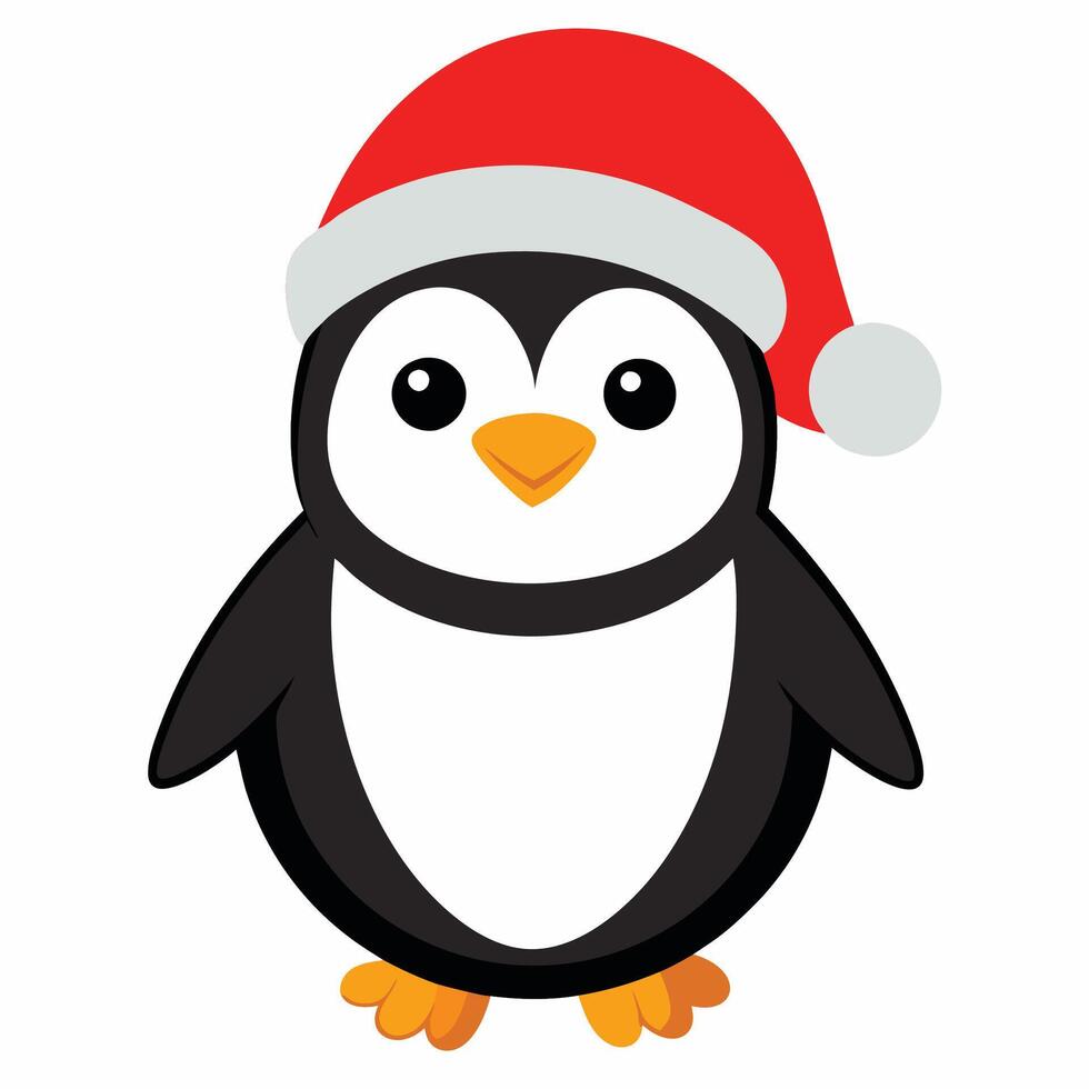 Penguin Wearing Santa Hat vector