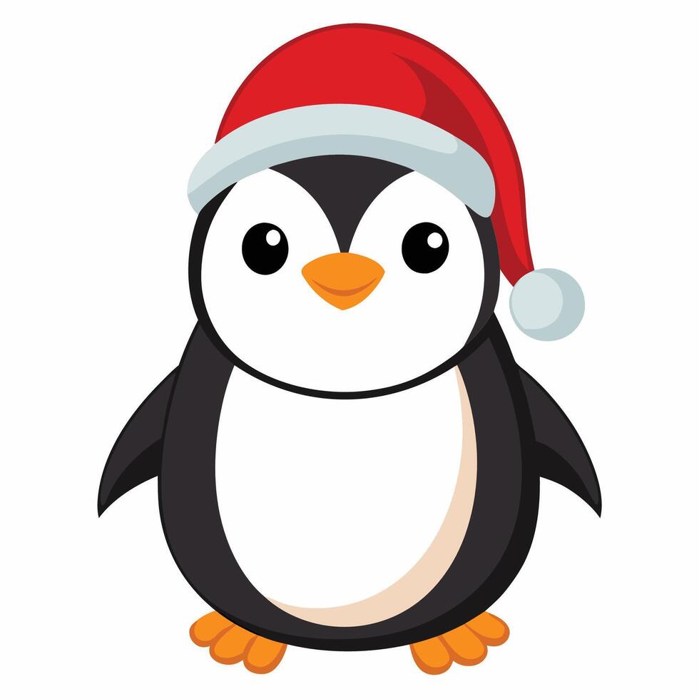 Cute Penguin with Santa Hat vector