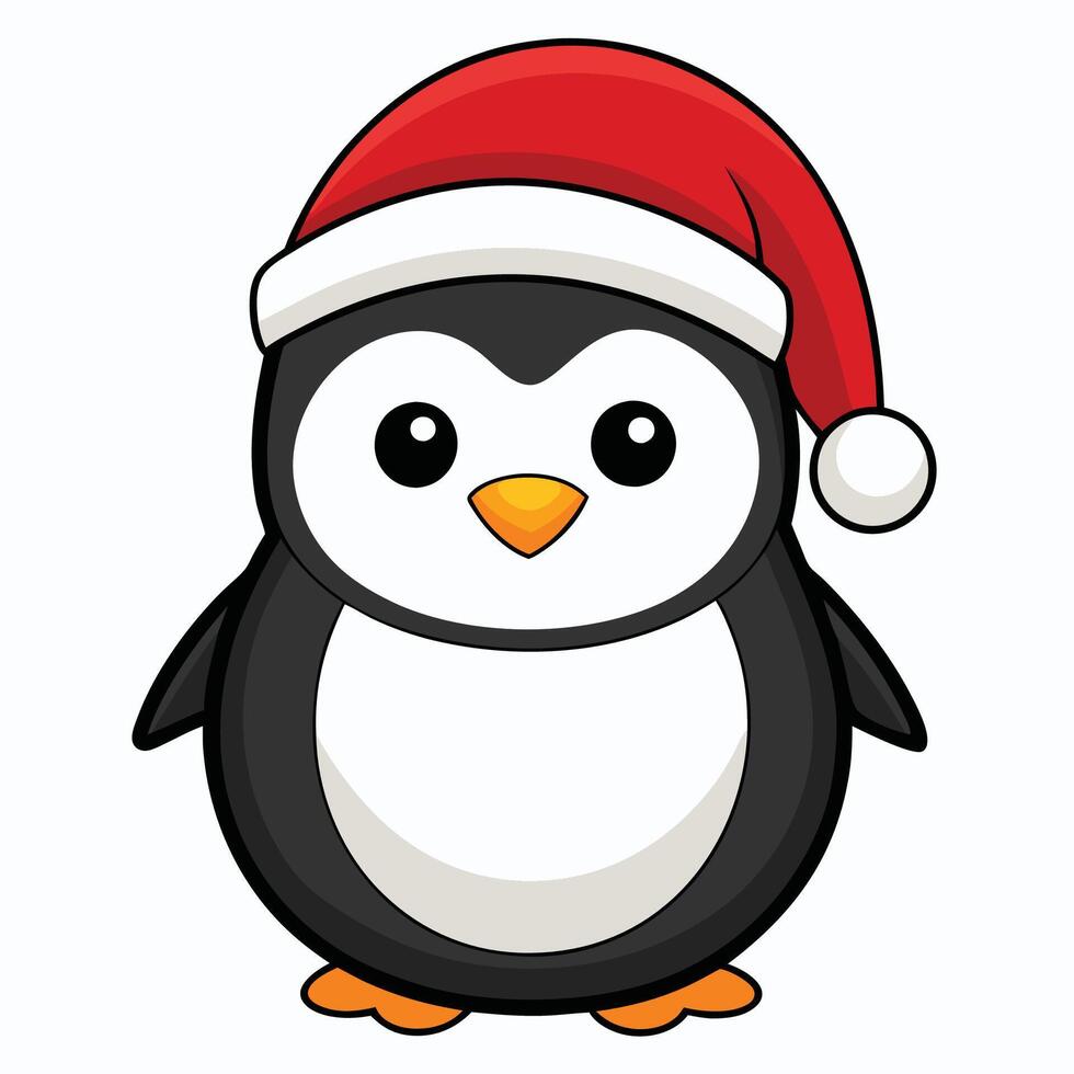 Happy Penguin in Santa Hat vector