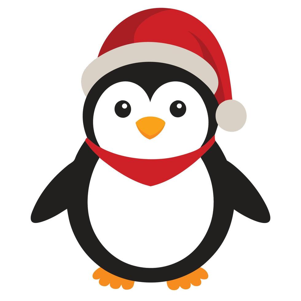 Santa Penguin on White Background vector