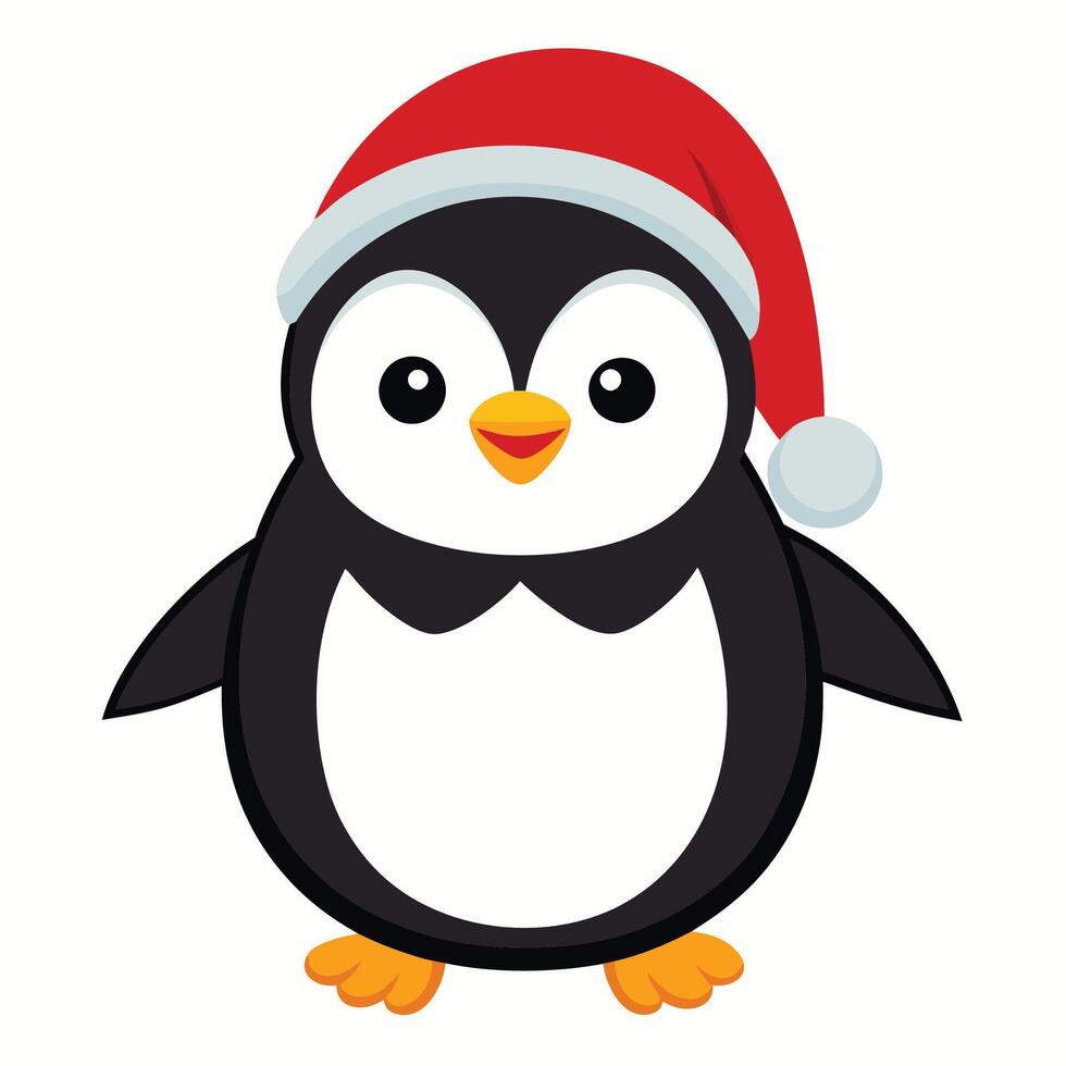 Penguin Wearing Festive Hat vector