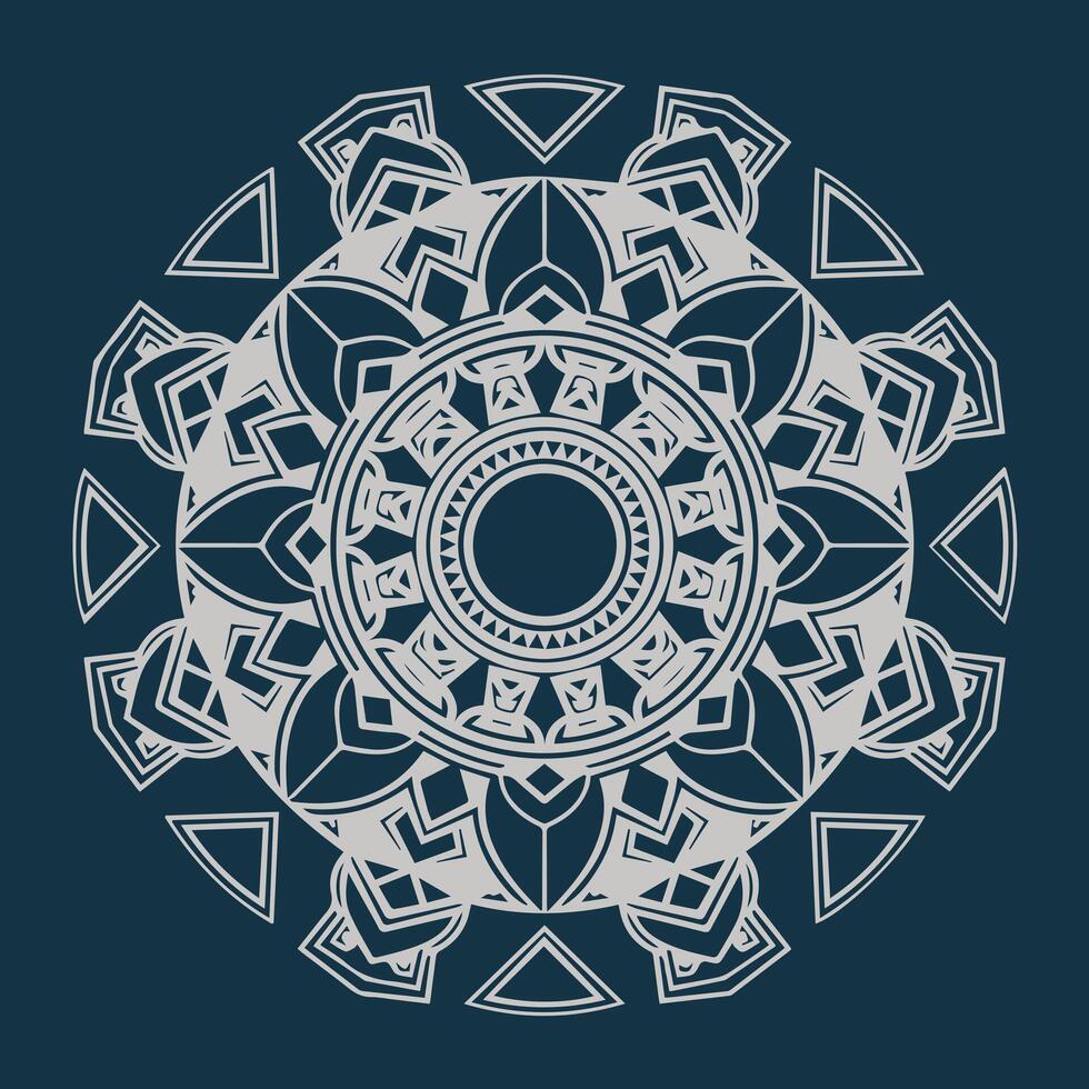 a white and blue mandala with a pattern of circles. vector