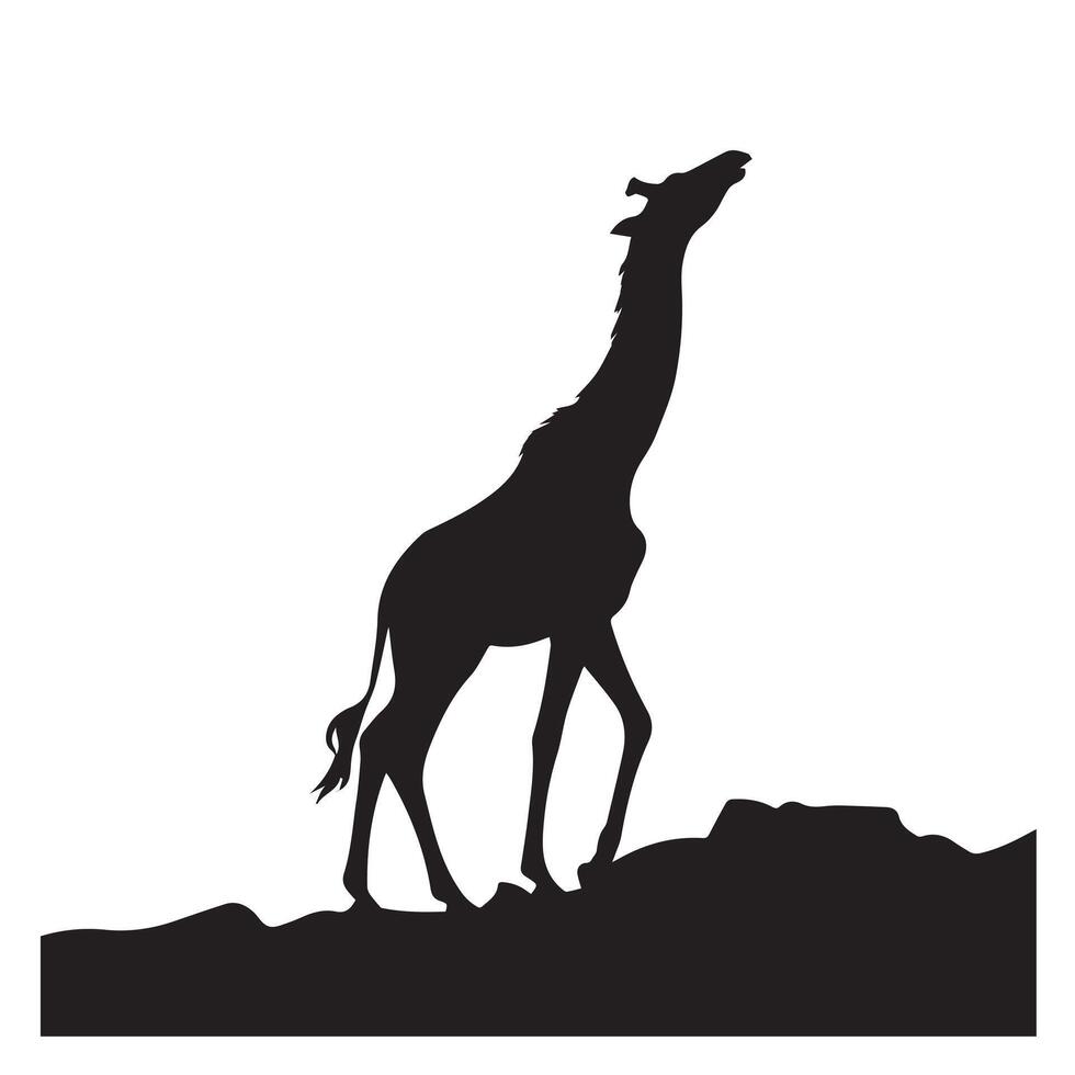 a statue of a giraffe is shown in black and white. vector