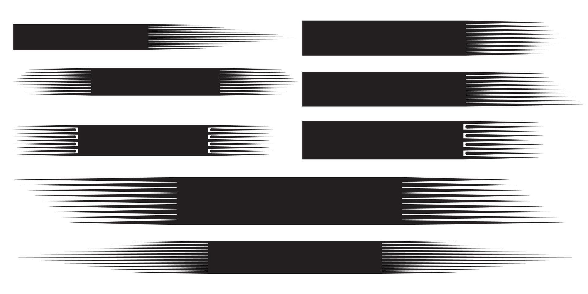 Rounded-corner speed lines in black. Simple comic-style motion effect collection. Text background with speed lines. vector