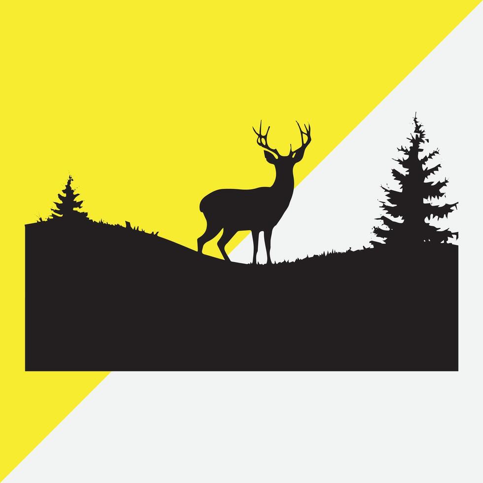 a silhouette deer on a yellow background vector