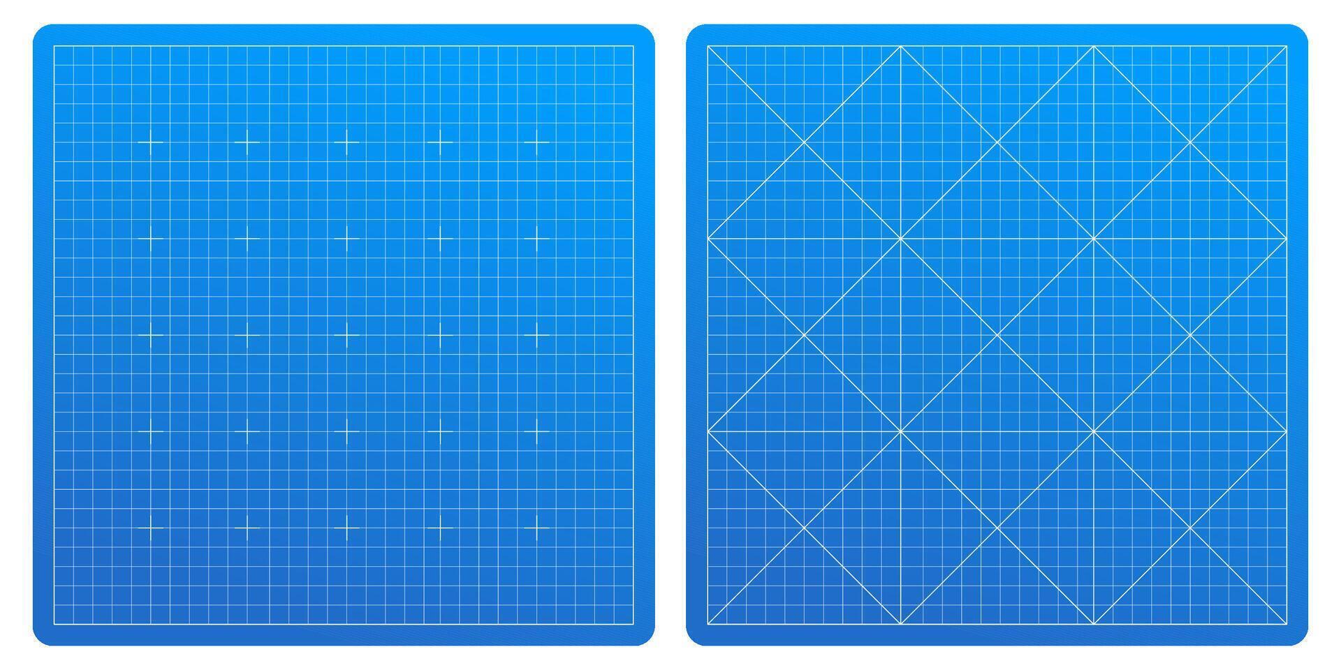 Blueprint-style background. Grid paper wireframe for technology, architecture, and education. Metric scale cutting mat design for notes and graphs. vector