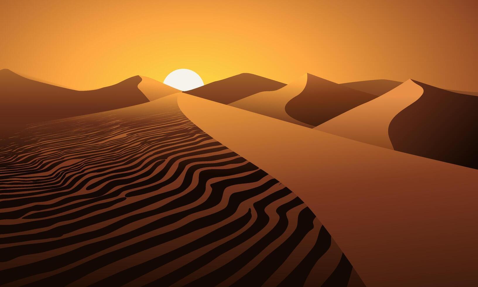 Desert sunset landscape with sand dunes vector