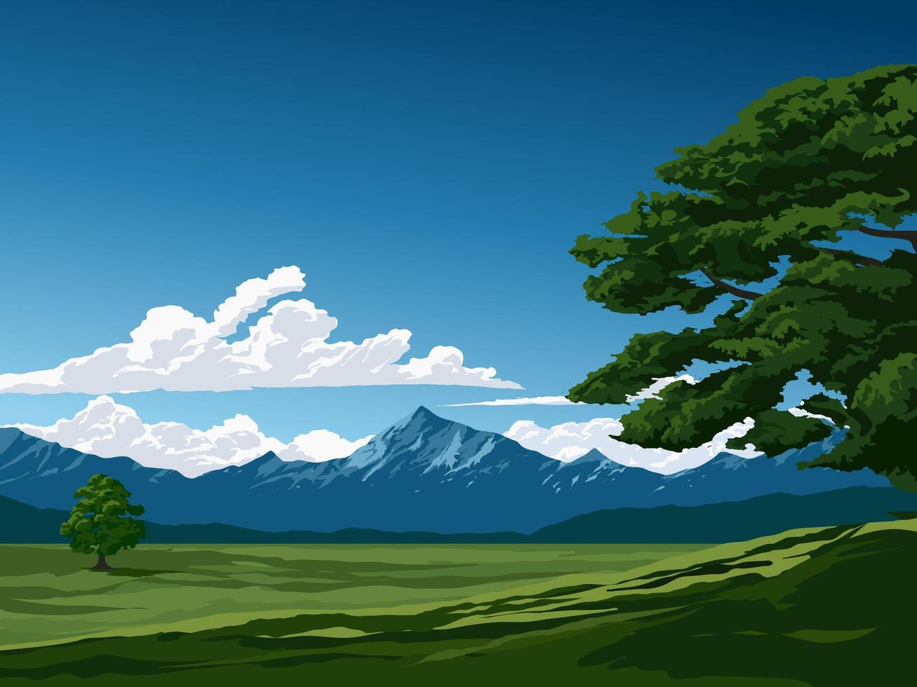 Beautiful plain and mountain landscape vector
