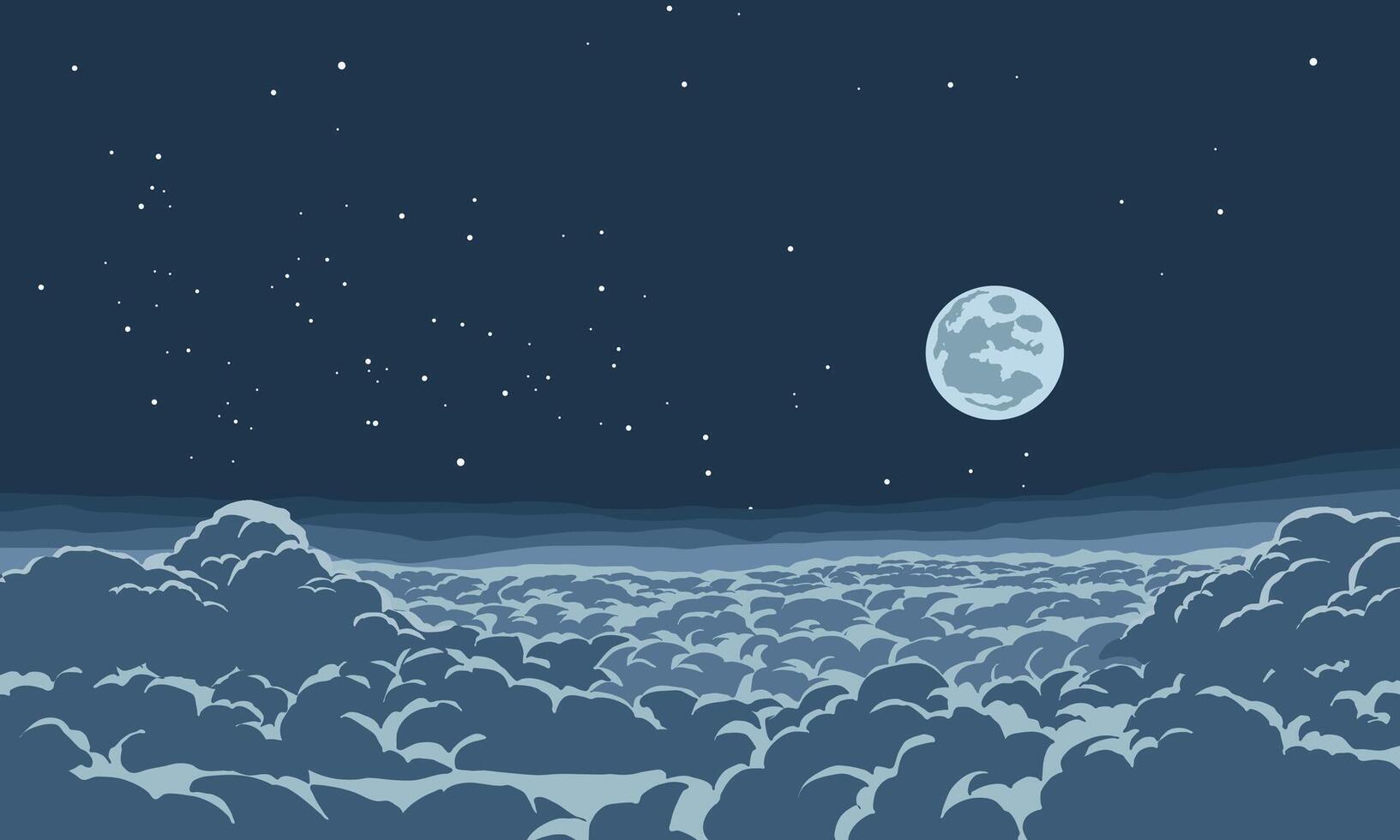 tarry night sky with full moon and clouds vector