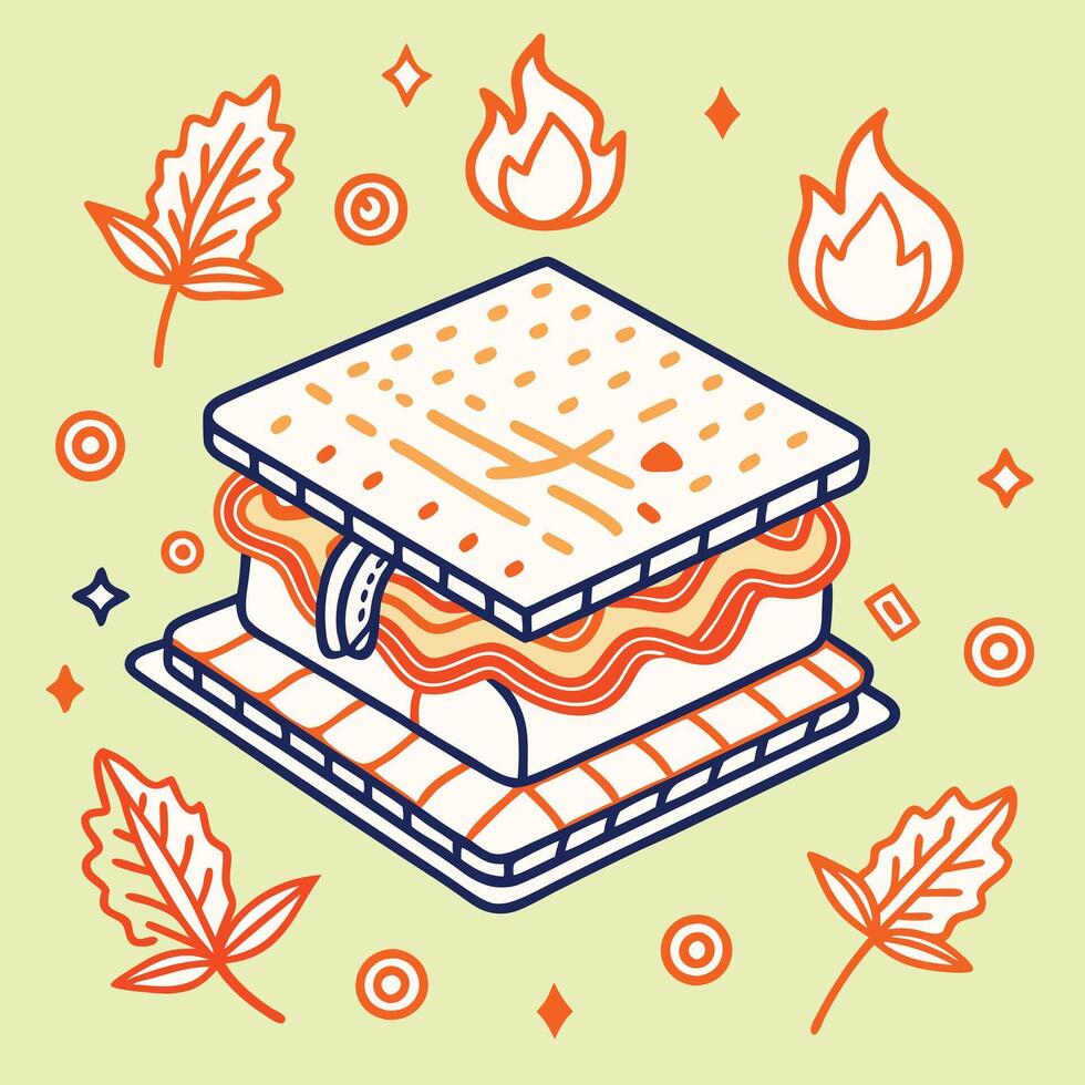 A sandwich with a piece of meat and leaves around it vector