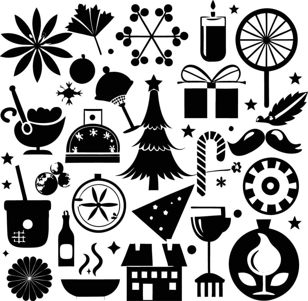 Christmas icons set art illustration vector