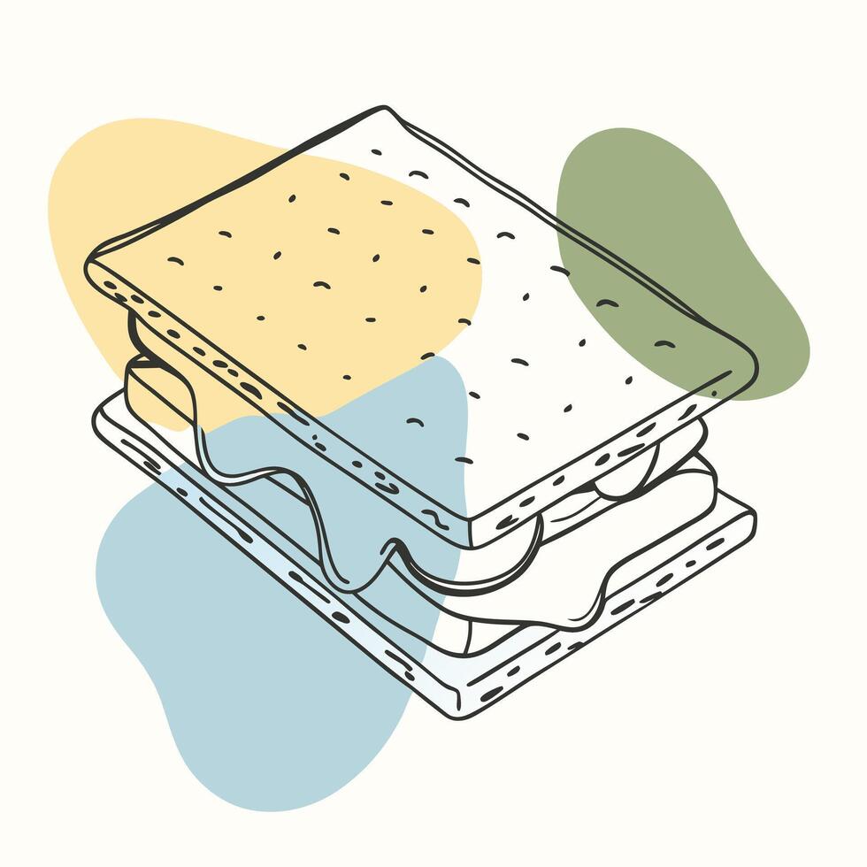 A sandwich with cheese and butter on it vector