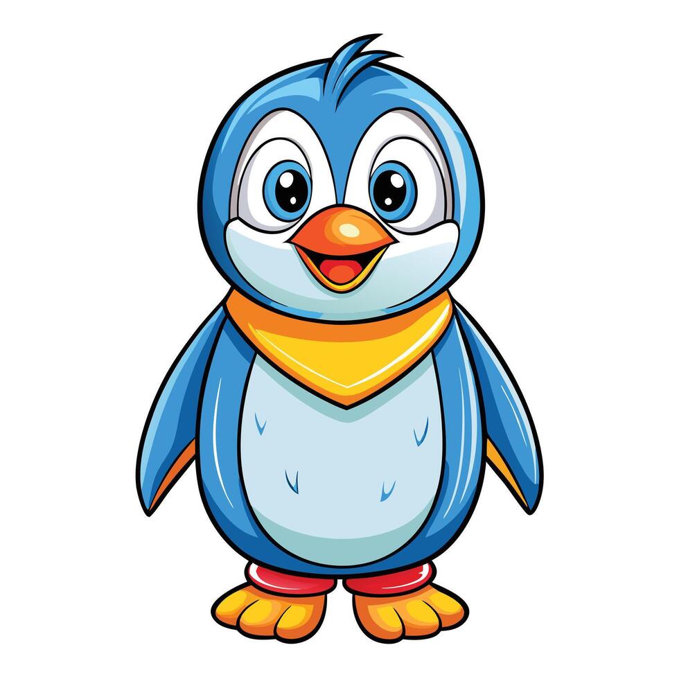 Cartoon penguin with bandana on white background vector