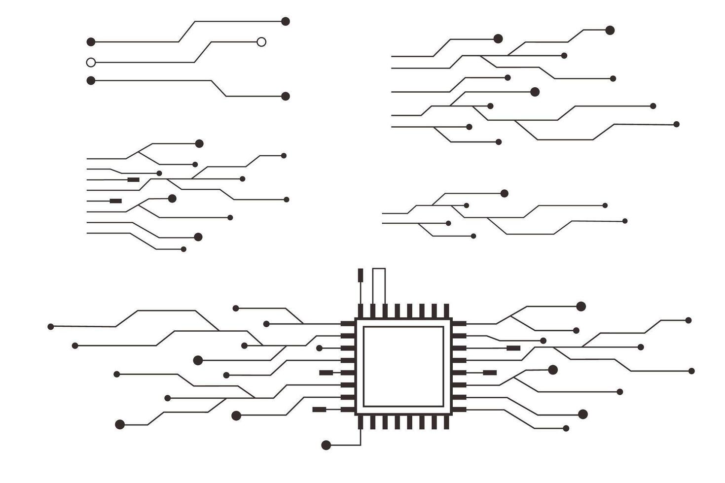 Circuit board line microchip, software. Integrated motherboard, connections. Innovative Electronic Network. Technology background, design elements geometric and connection system. vector