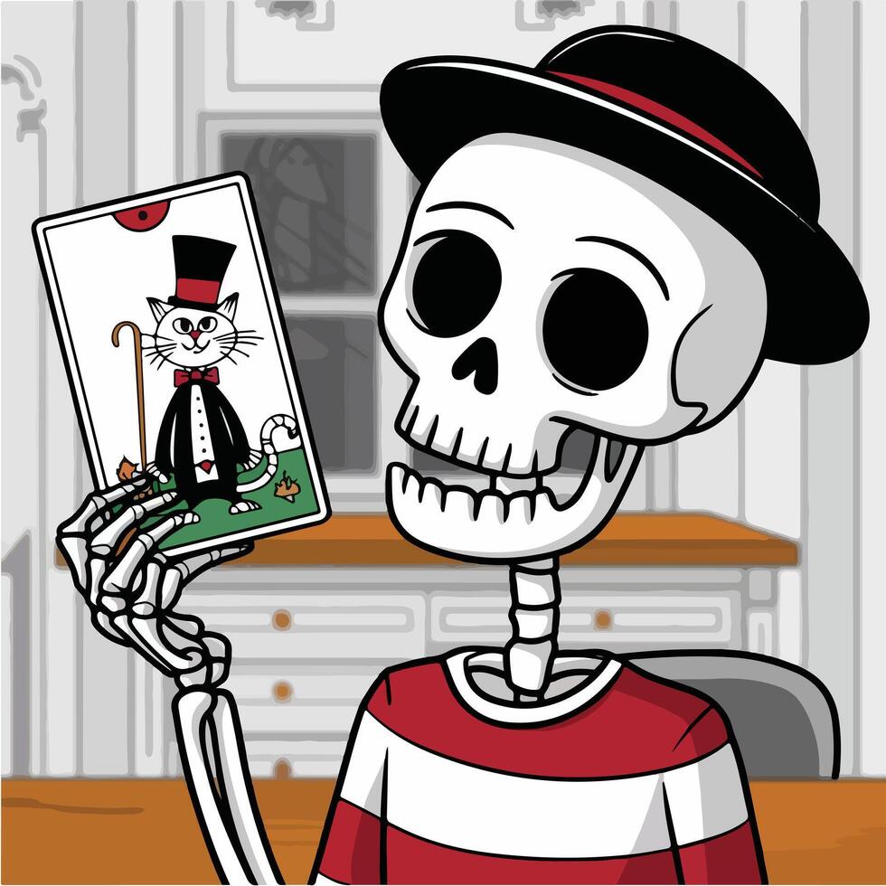 skull hat hand with card vector