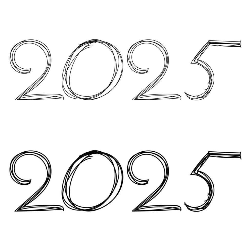 2025 hand drawn line art vector