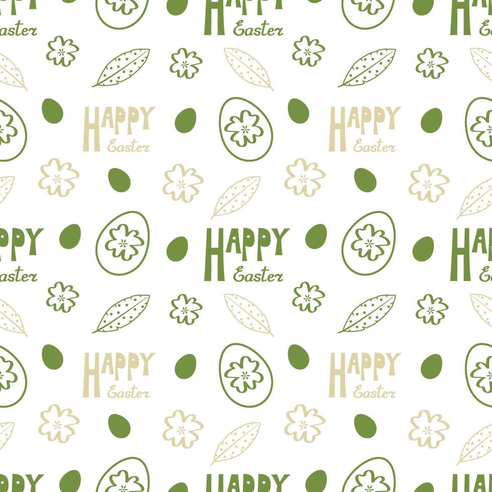 happy easter pattern seamless green egg celebration vector