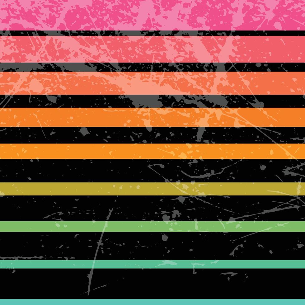 Retro grunge striped sunset background in synthwave style of the 80s and 90s. vector