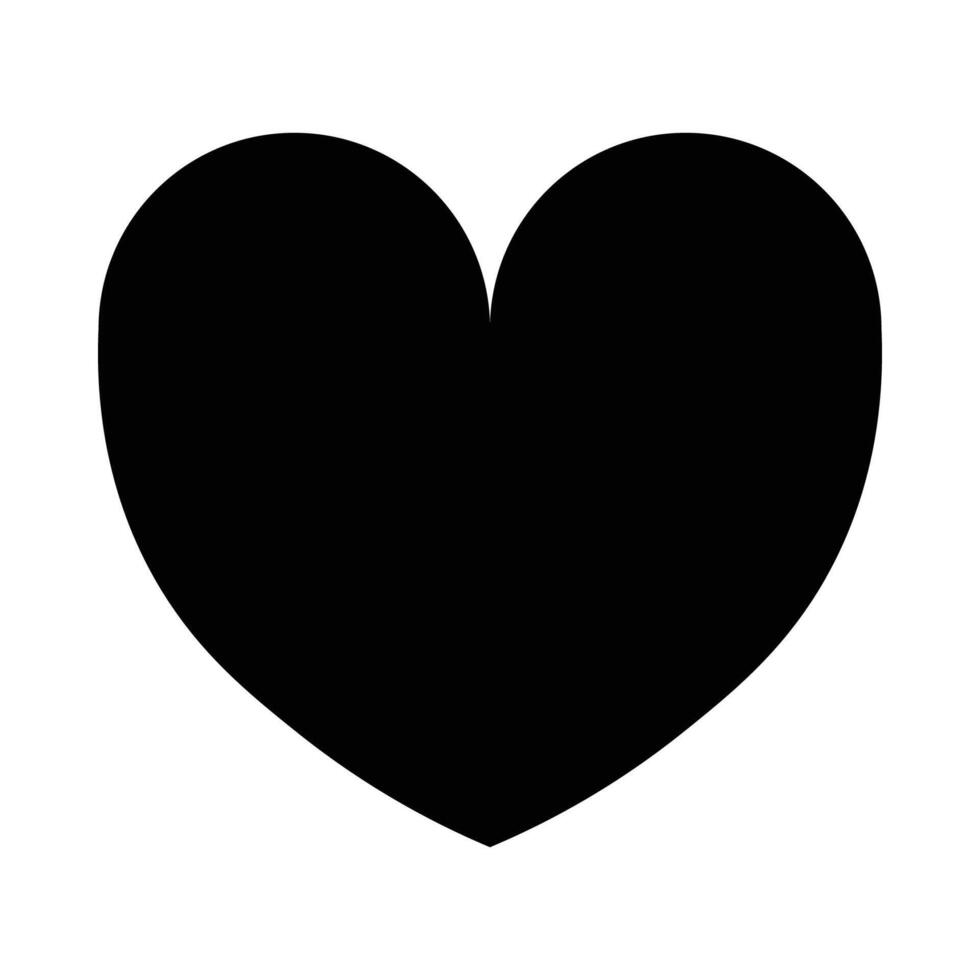 Black round silhouette of heart in flat style isolated on white. vector
